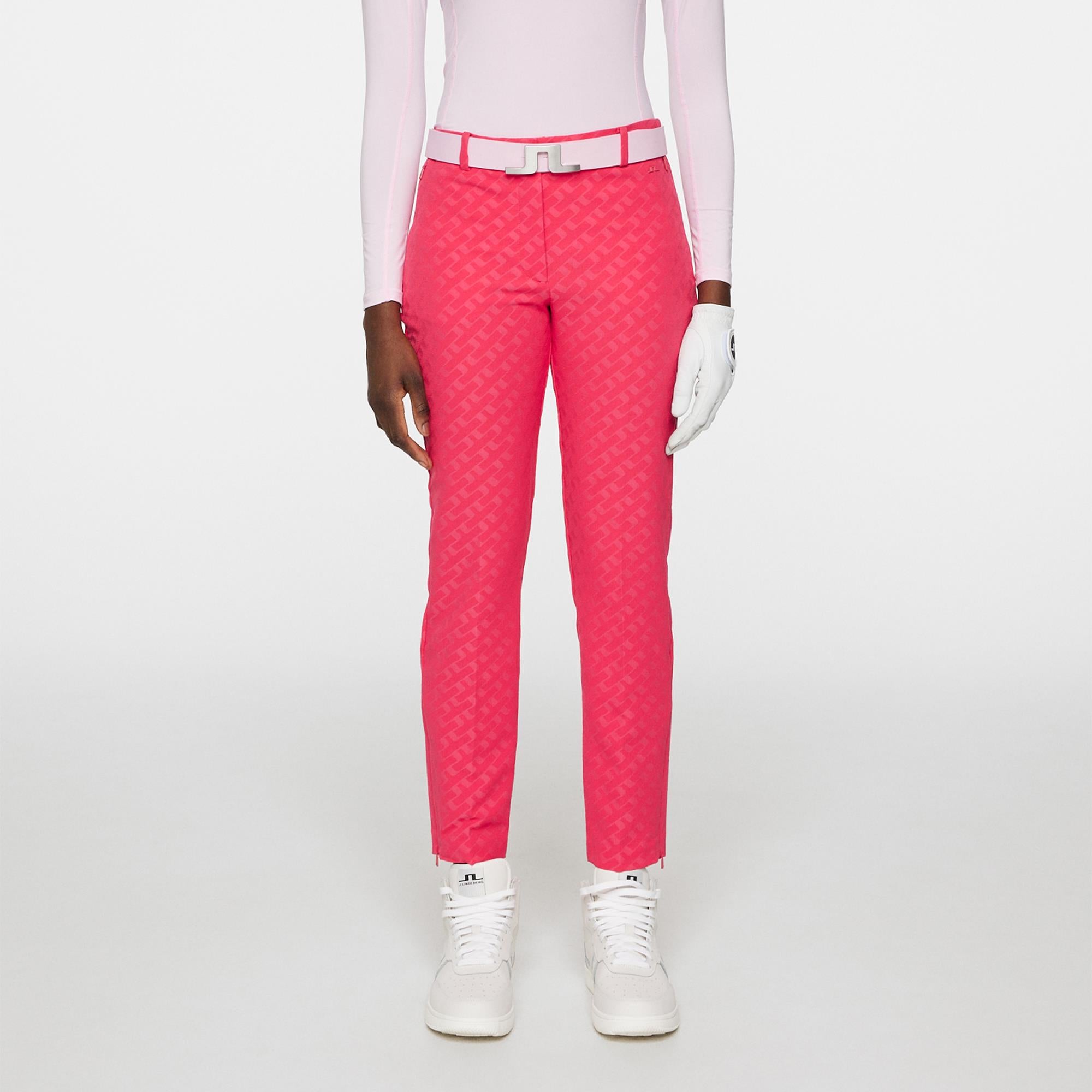J Lindeberg Pia Bridge Ladies Golf Pant Tour Geo Jacquard Pink